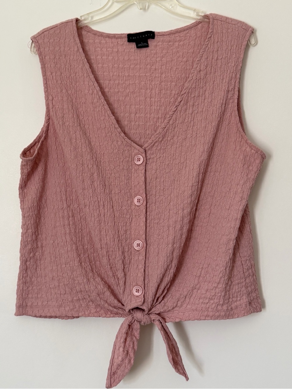 Sanctuary Pink Textured Tie-Front Tank